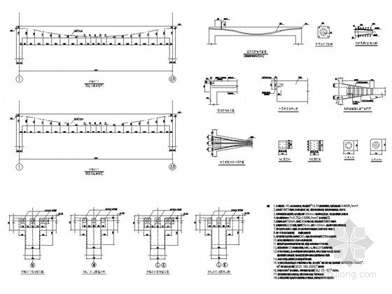 预应力梁配筋图资料下载-预应力梁线形及端部大样图