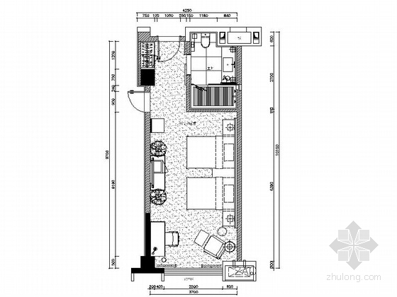 室内电气总平面图图资料下载-[绵阳]5星酒店温馨标准双人间客房室内设计CAD施工图
