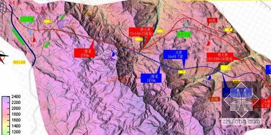 双向四车道高速公路路基路面初步设计全套CAD图198张（410张数据表）-路线图