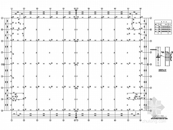 [河北]两层钢框架结构自行车厂房建筑结构施工图-二层梁柱节点平面图 