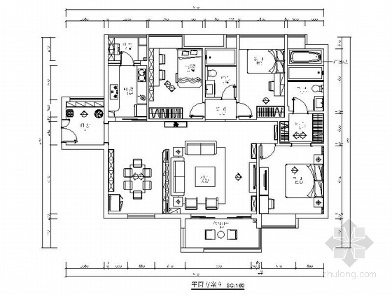 广东现代三居资料下载-[广州]普通住宅区现代三居室装修施工图（含效果）