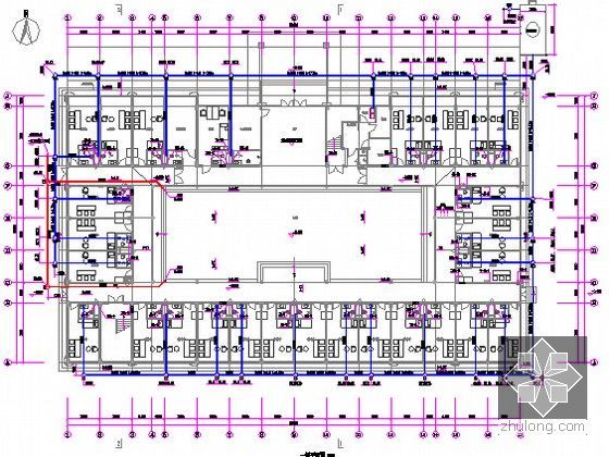 [湖南]2014年办公楼建设项目工程量清单计价实例(含全套图纸)-一层排水平面图