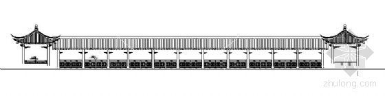 CAD古建廊架图资料下载-某公园古建筑长廊设计图