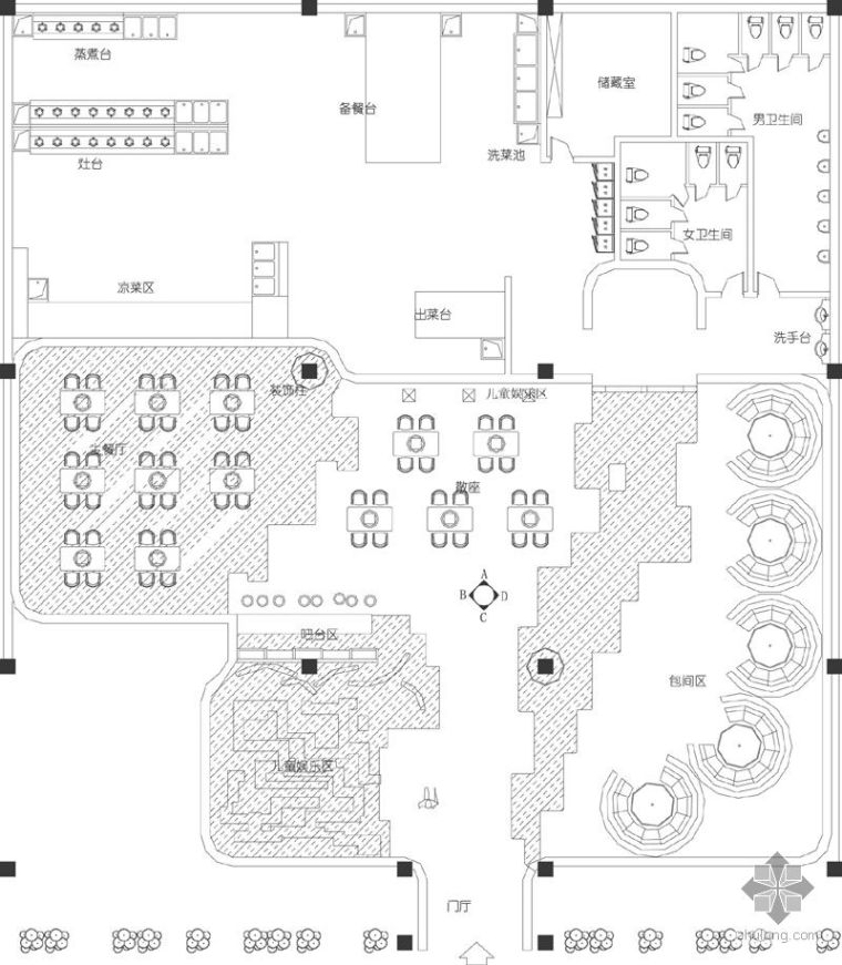 主题带状公园设计图资料下载-北京某极地主题餐厅设计图赏析