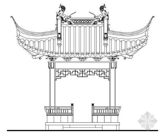 歇山顶亭子SU资料下载-歇山方亭详图