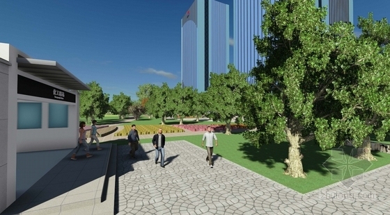 [河南]城市中央商务办公区景观规划设计方案-景观效果图