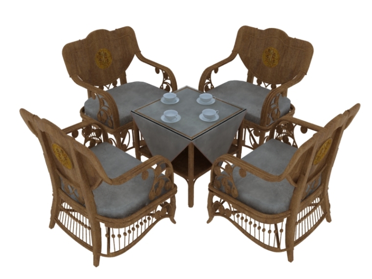 草图大师桌椅模型下载资料下载-欧式桌椅3D模型下载