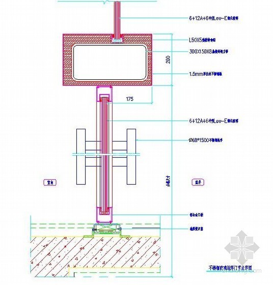 不锈钢地弹门设计施工图资料下载-不锈钢玻璃地弹门节点详图2