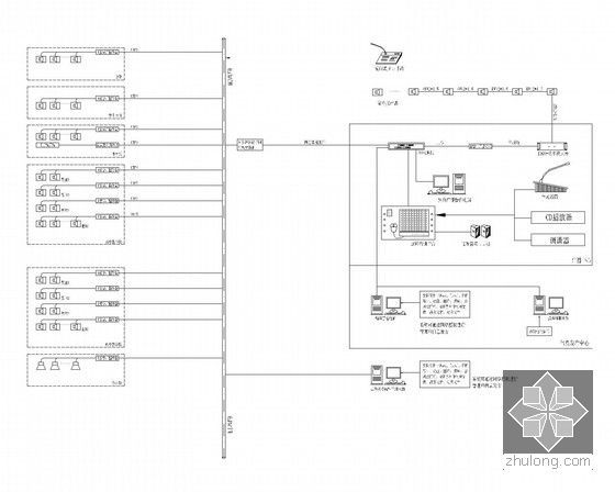 [湖南]中学强弱电施工图205张（甲级设计院 初高中）-校园广播及信息发布系统结构拓扑图