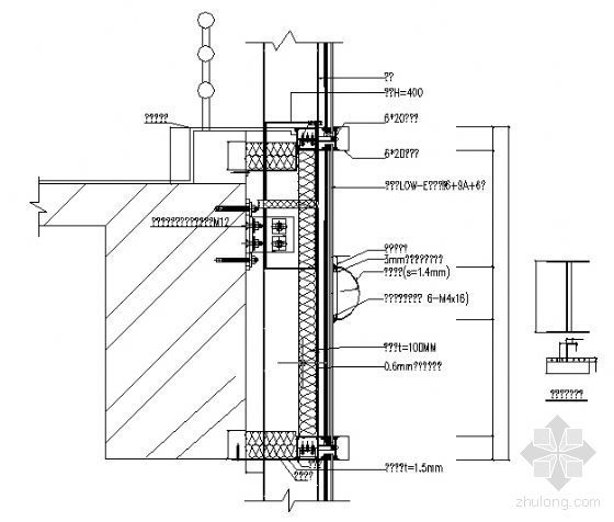 标准层CAD图块资料下载-塔楼左右侧立面标准层立柱安装纵剖节点
