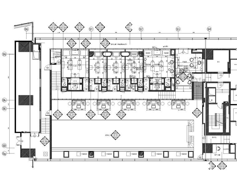 [上海]五星商务酒店室内装修设计全套施工图-1F1区平面布置图