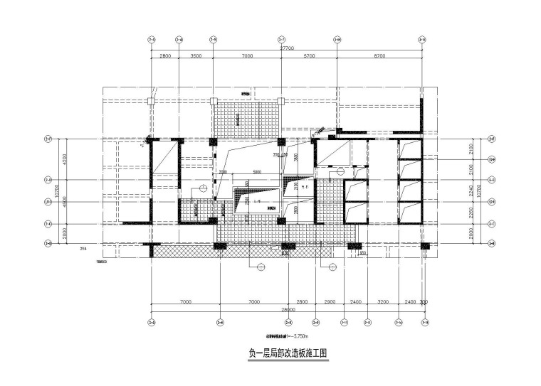 框剪结构办公楼加固结构设计施工图（2012）-负一层局部改造板施工图
