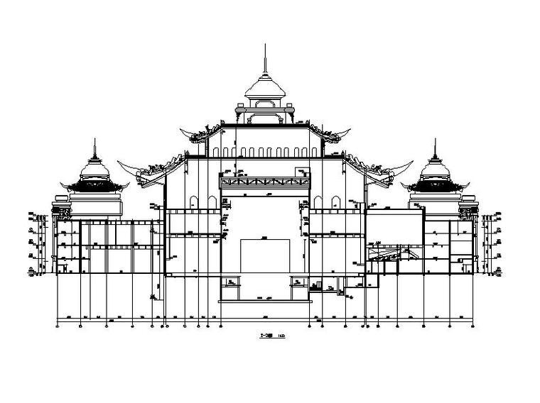 [合集]3套大型多功能文化中心建筑施工图-3套大型多功能文化中心建筑剖面图