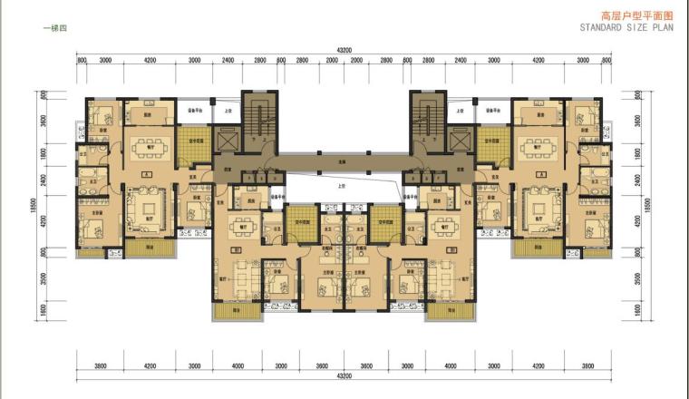 [长沙]高层法式外立面住宅建筑设计方案文本-高层法式外立面住宅建筑平面图