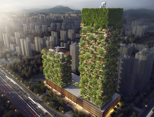 南京浦口蜂巢酒店设计资料下载-南京“垂直森林”大楼预计明年建成，犹如巨型盆景！