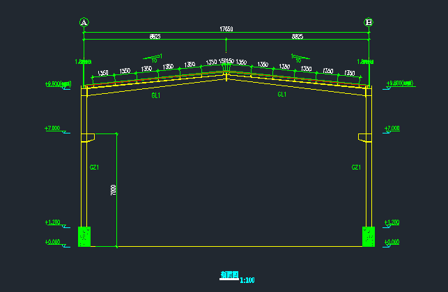 24m跨门式钢架厂房资料下载-单层单跨门式钢架厂房结构施工图