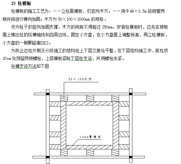 输变电工程土建施工项目管理实施规划（98页）-柱模支设方法