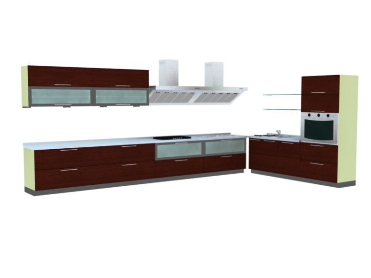 厨房设施3D模型资料下载-现代整体橱柜3D模型下载