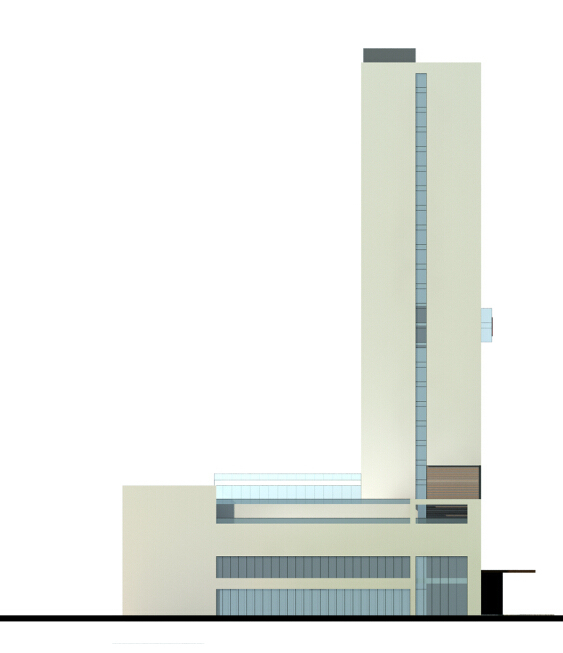 [西安]方形体量塔式办公楼建筑设计方案文本（含空中花园）-方形体量塔式办公楼建筑立面图