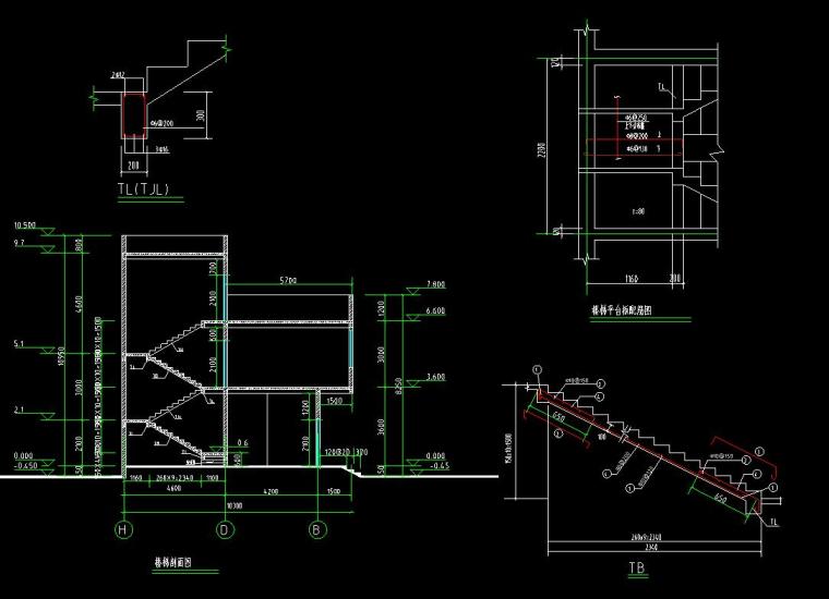 湛江新农村住宅建筑设计文本（CAD）-楼梯剖面图