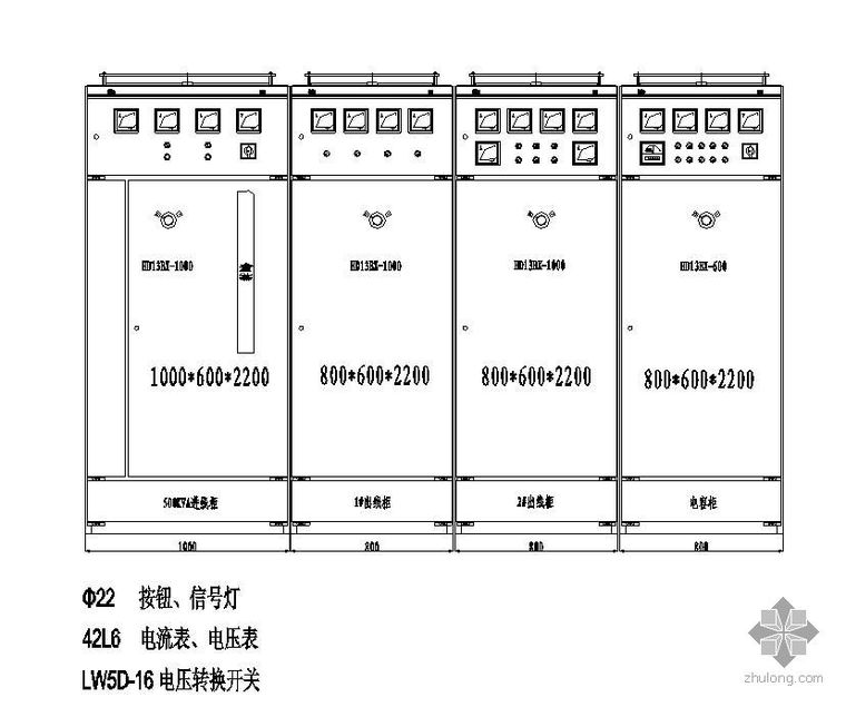 灯具开关面板安装方案资料下载-GGD开关柜面板图