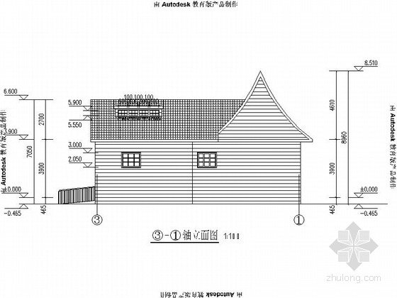 [青岛]小型现代公厕建筑施工图-小型现代公厕立面图