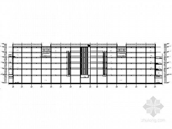 [成都]现代多层幕墙式商业建筑施工图-现代幕墙式多层商业剖面图 