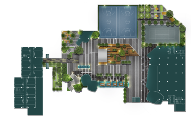 学校规划平面图psd资料下载-景观平面图|屋顶花园PSD彩色平面图素材 （1）
