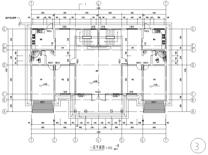 高档别墅精美施工图全集-一层平面图