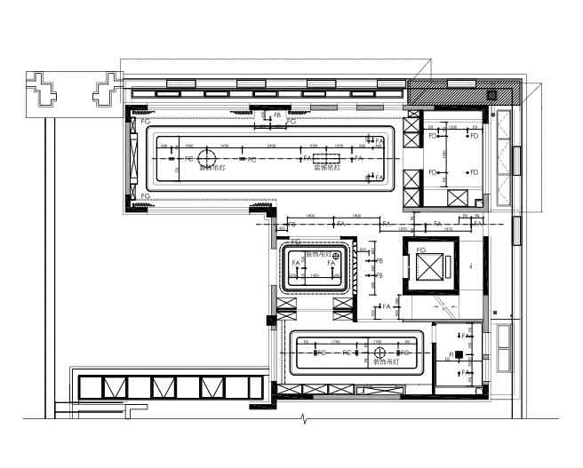 北京鲁能集团优山美地三居室样板别墅施工图+设计方案+高清效果图-7天花灯具配置图