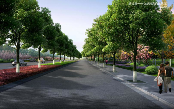 [江苏]生态融合分段规划绿色大道道路及内河景观优化方案-效果图6