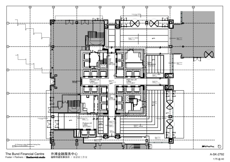 办公室内效果资料下载-[上海]外滩国际金融服务中心办公室内装CAD施工图+方案文本