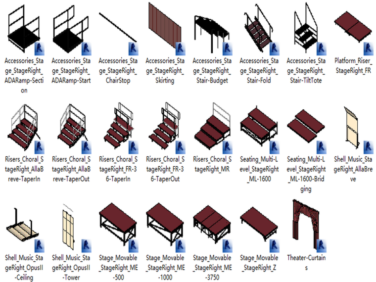 舞台剧场cad资料下载-BIM族库-园林-基础设施-剧院和舞台设备