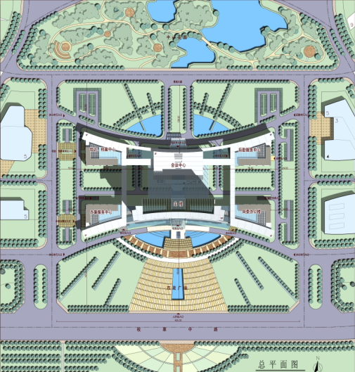 淮安旅游商务中心及生态公园规划办公楼-行政中心总平面图