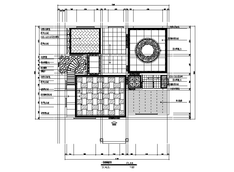 新中式风格三层别墅设计施工图（附效果图）-地面铺装图