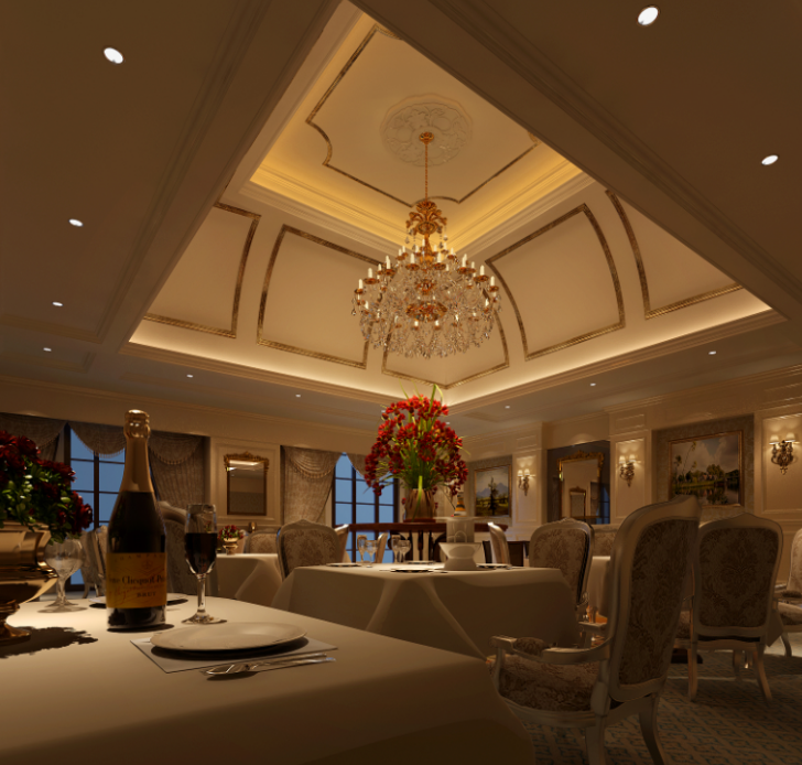 某休闲会所室内设计施工图及效果图（63张）-二层餐厅效果图