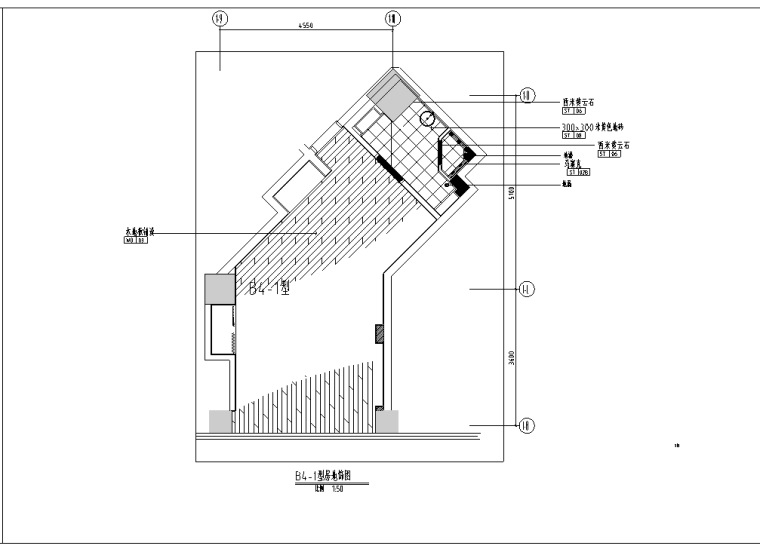 上海礼顿国际公寓B4及B5-1型样板间室内设计施工图-地坪图