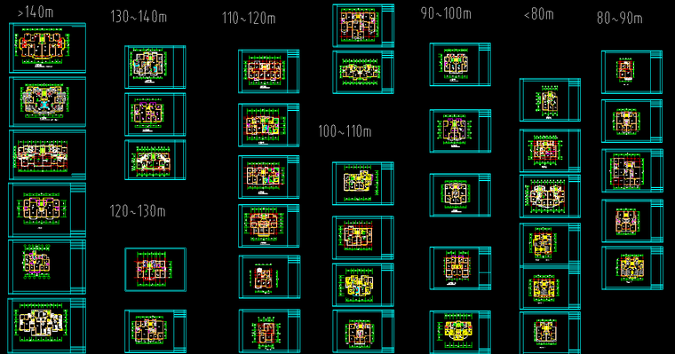多层居住小区cad户型图资料下载-200个经典户型CAD（多层、高层、别墅多种户型）