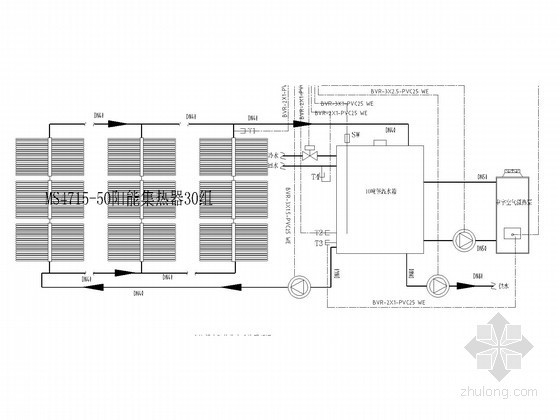[浙江]高层办公健身旅馆综合体给排水消防施工图（甲级设计院 太阳能热水系统）-太阳能热水系统 