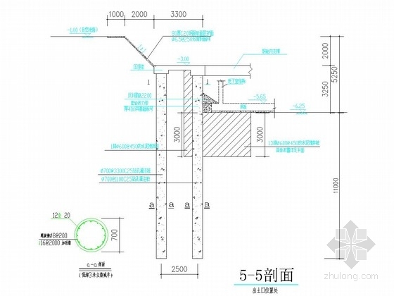 [浙江]深基坑排桩支护施工图（含计算书）-基坑支护剖面图 