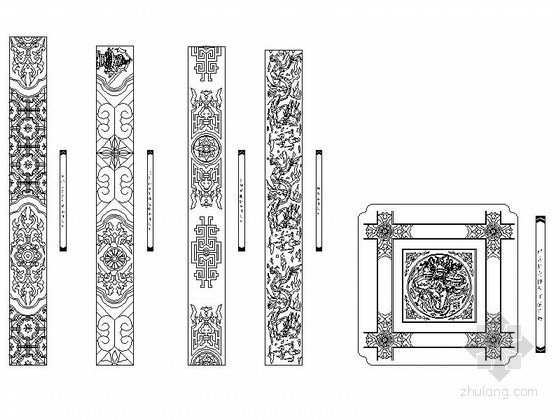 中式雕花CAD图块下载 