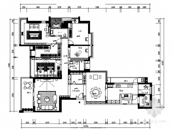 60平方居室设计资料下载-[深圳]现代高档五居室设计装修图（含效果）