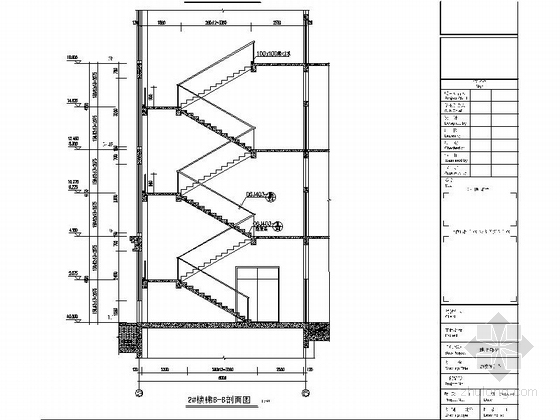 [浙江]5层保障性安居社区建筑设计施工图（含指标报告书2015年图纸）-5层保障性安居社区建筑楼梯剖面图