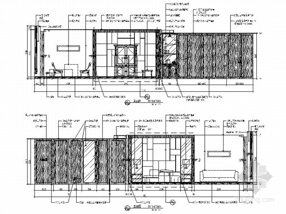 [苏州]城市中心区独特现代高档四星级酒店装修施工图（含效果）普通标准间立面图 