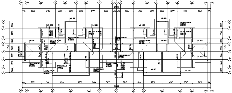 43X13.5m异形柱框架住宅楼施工图（CAD，11张）_5