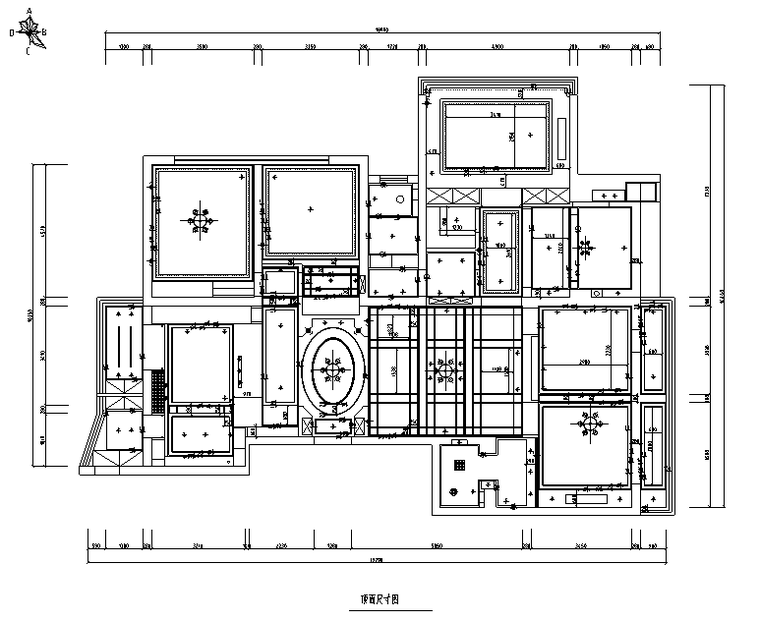 面朝大海春暖花开|景江城市花园住宅设计施工图（附效果图）-顶面尺寸图