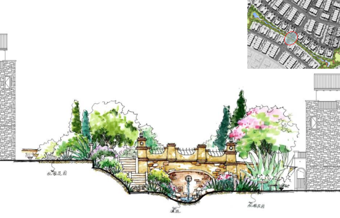 [重庆]首例“大学别墅”社区景观设计方案（施工图+实景照片）-景观桥剖面图