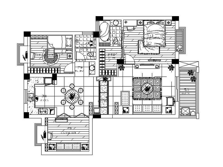 现代简约两居住宅施工图资料下载-[十堰]现代简约两居室设计施工图