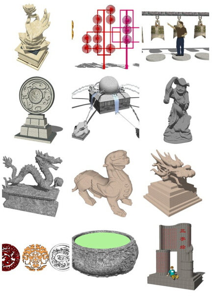 古代雕塑小品su资料下载-平时收集的一些常用的su雕塑小品分享给大家!