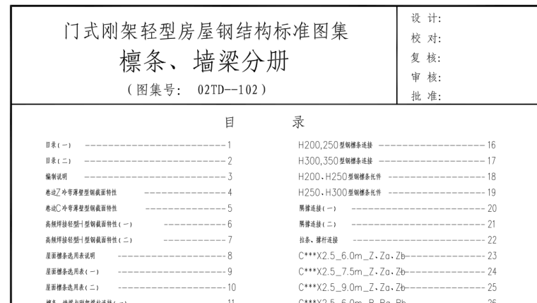 轻型拱形钢屋架图集资料下载-02DT-102 钢结构标准图集檩条墙梁分册